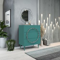 Комод Арт Колор matte Классик Сильвер с 3 ящиками Пастельно-синий матовый