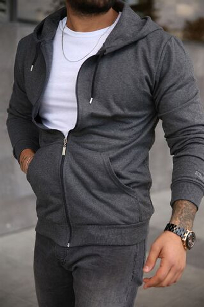 Общие Бренды Антрацит С Капюшоном На молнии