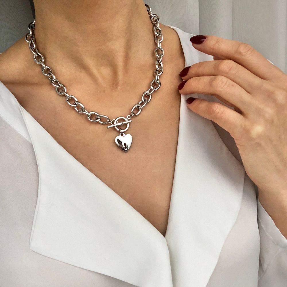 цепь с сердцем серебро цепь с сердцем серебро