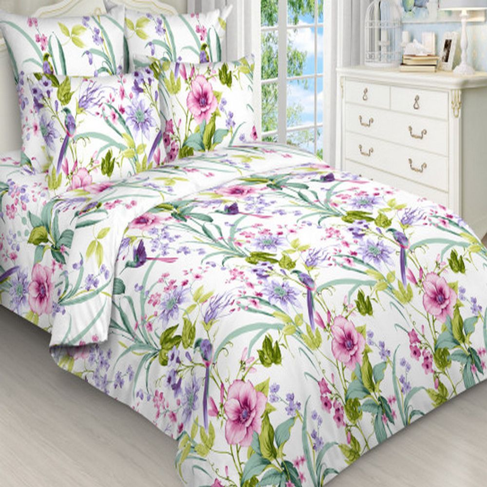 Комплект постельного белья "ВЛ. ЛУГОВЫЕ ТРАВЫ", бязь, 100% хлопок, Россия.