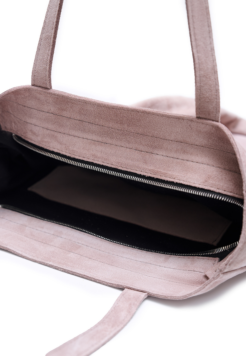 сумка шоппер пыльно-розовый на молнии замша