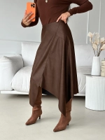 Юбка кожаная трапеция миди