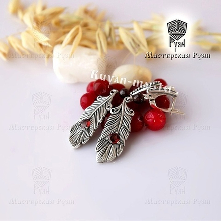 Серьги длинные "Перо Жар-Птицы".