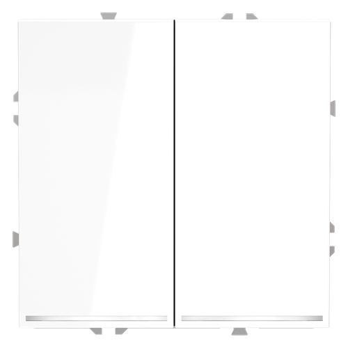 Проходной переключатель встраиваемый VOLTUM S70 двухклавишный с подсветкой 10А, (белый глянцевый)