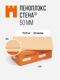 Утеплитель XPS ПЕНОПЛЭКС СТЕНА 50мм (28 плит) - под штукатурную отделку 50х585х1185мм - 4 упаковки