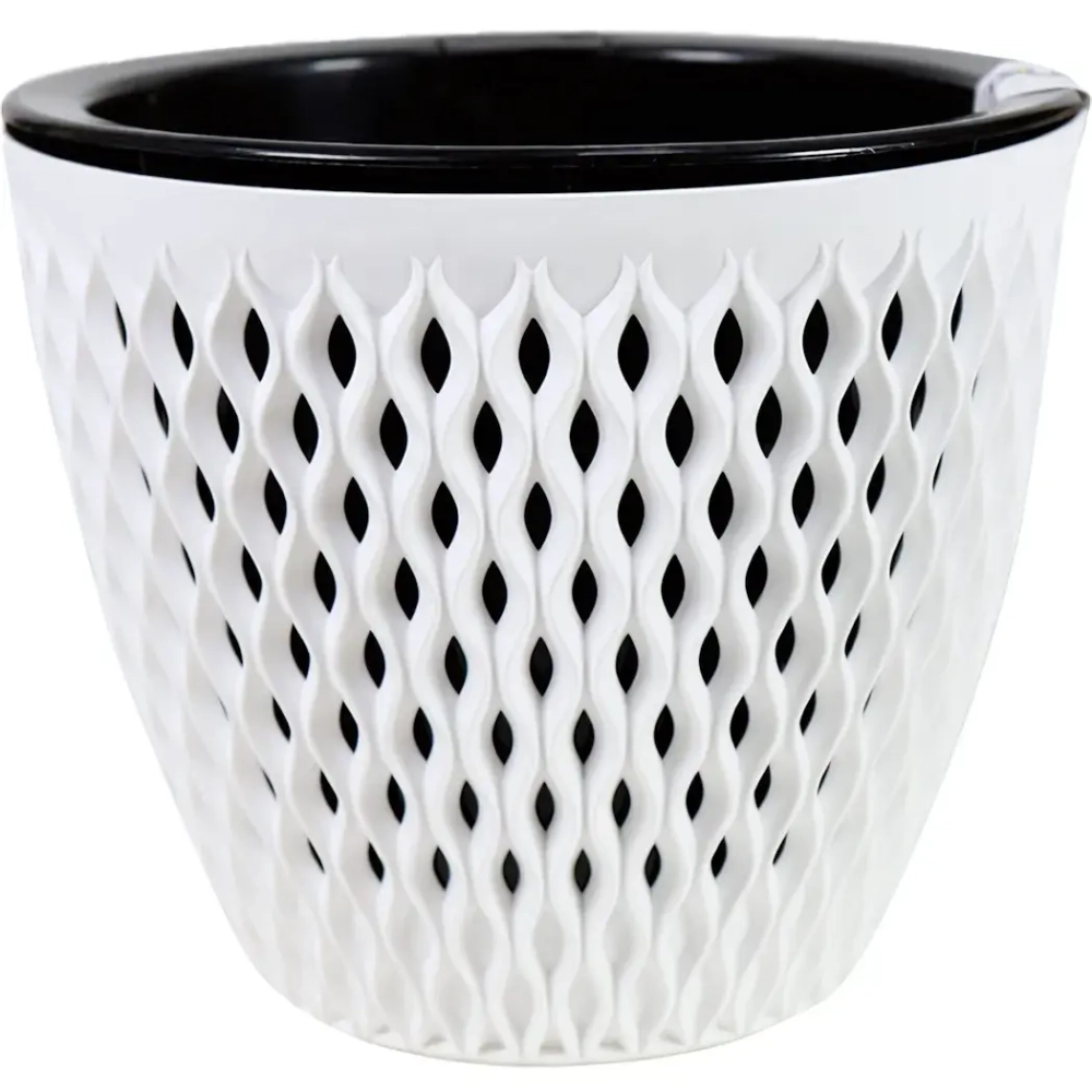 Кашпо для цветов пластиковое 3л d-17,1см «Версаль» Белый/Чёрный