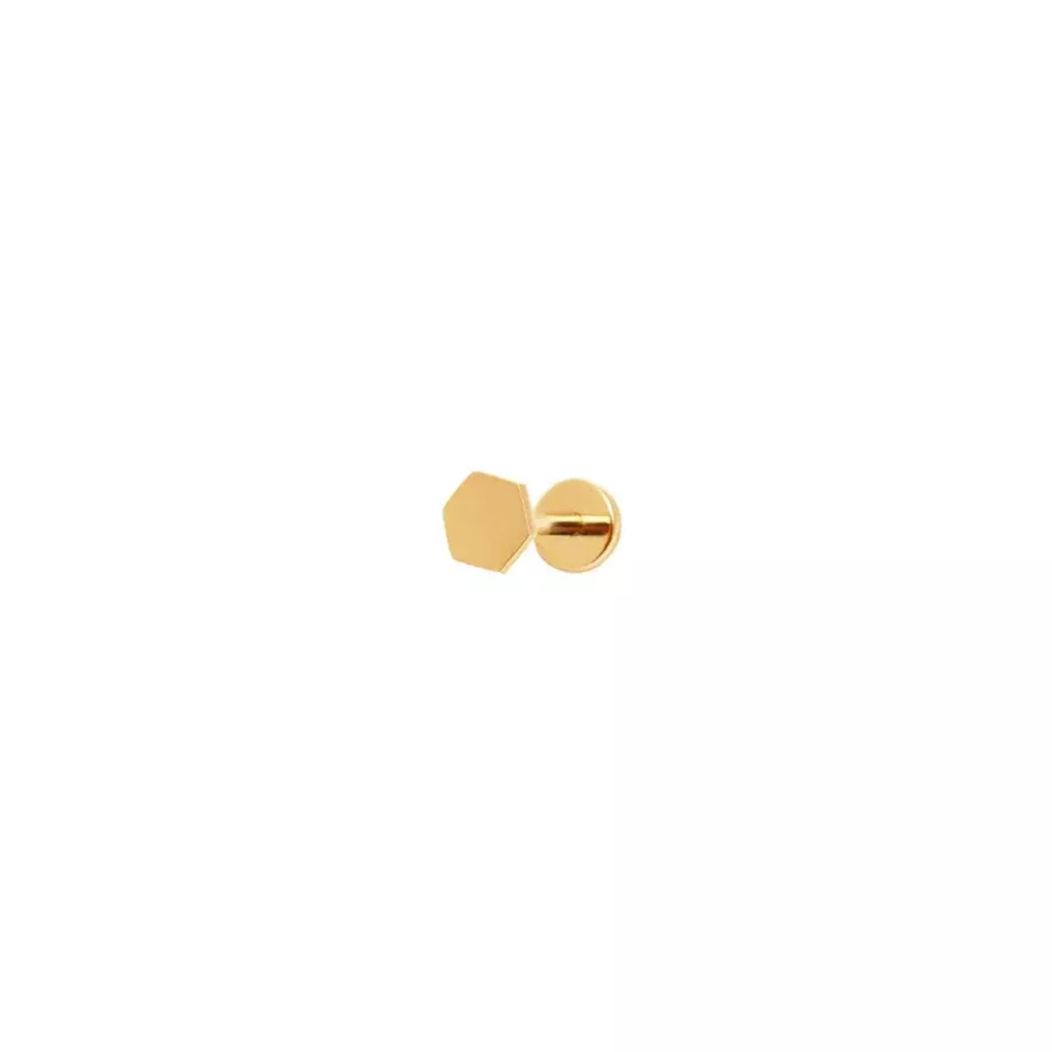 Лабрет Plain Polygon Stud Earring - Gold