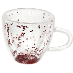 Кружка стеклянная с двойными стенками 150мл «Хай-Тек» Сердечко с блестками