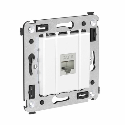 Компьютерная розетка RJ-45 без шторки в стену, кат.6 одинарная экранированная, "Avanti", "Белое облако"