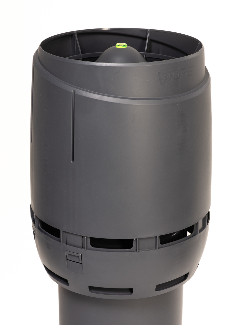 Комплект вентиляции: Вентиляционный выход изолированный Vilpe D160/225 утепленный высота H=500 мм, проходной элемент для битумной кровли, колпак Ø 230 мм, серый графит