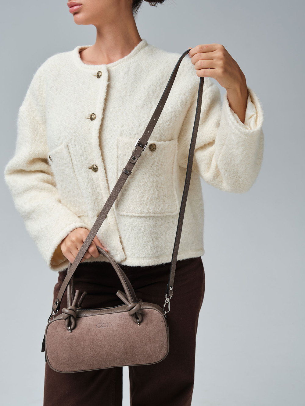 Замшевая сумка Curl DBR 31363 капучино