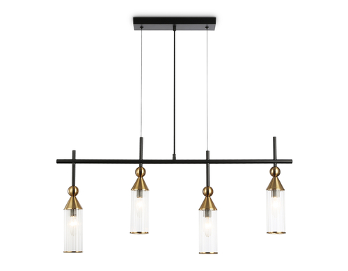 Светильник подвесной LH55254/4 BK/BS/CL черный/латунь/прозрачный E14*4 max 40W 845*65*1150