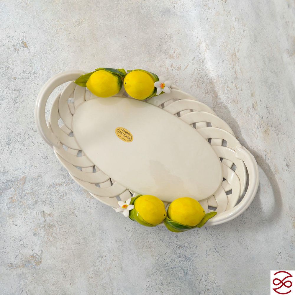 Поднос с двумя ручками овальный Orgia Лимоны 36*23 см
