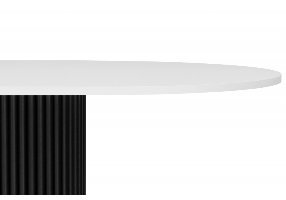 Стол деревянный Woodville Барон О 180 х 90 белая пленка шагрень, черные ноги