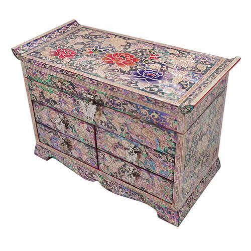 Шкатулка-комод Пионы красная 270х128х180 мм