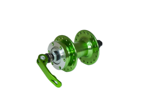 Втулка передняя WZ алюминий диск 6 болтов эксцентрик 36H ось 3/8''х100x108мм, зеленая