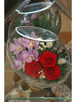 натуральные цветы в стекле, вакуум