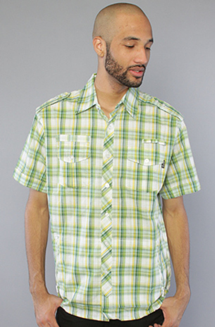 Рубашка с коротким рукавом Sneaktip Cobra Plaid зеленая