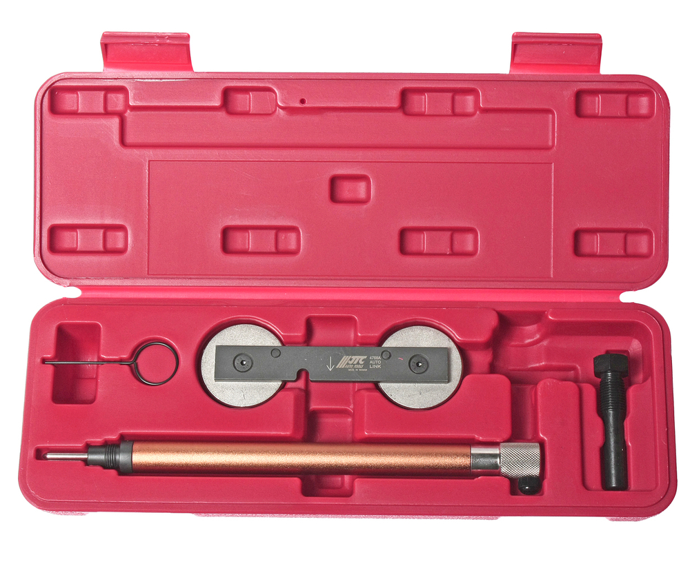 JTC-4768A - Набор фиксаторов распредвала для установки фаз ГРМ (VW, AUDI T10171A) JTC - Комплектация 

Переходник для индикатора часового типа. T10170;
Фиксатор. T40011;
Фиксатор коленвала. T10340;
Установочная планка для распредвалов. T10171.


Описание

Набор позволяет удобно и оперативно произвести снятие и замену распредвала, цепь распределительного вала, проверить ее натяжение.


Применение

Модели:

VOLKSWAGEN: Polo, Golf, Golf Plus, Jetta, Eos, Scirocco,Tiгuan, Touran, Passat (02-11)
AUDI: A1, A3 (03-11)
SEAT: Ibiza, Leon, Altea/XL (07-11)
SKODA: Fabia II, Octavia II, Roomster, Suberb II (04-11)


Тип двигателя:

1.4 FSI - AXU, BКG, BLN
1.4 TFSI - BLG, BMY, BWK, CAVA, CAVB, CAVC, CAVD, CAVF, CAXA, CAXC, CDГA
1.6 FSI - BAG, BLF, BLP, BTS