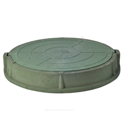 Люк полимер (легкий усиленный) зелёный круглый 760х630 h=110мм 30кН Сантехкомплект
