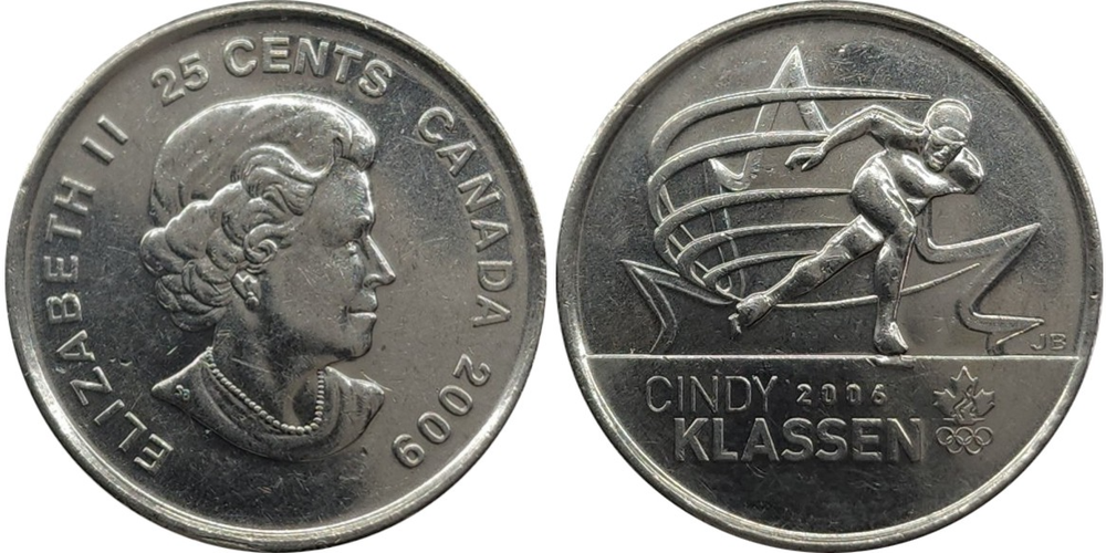 Канада 25 центов, 2009 Синди Классен - шестикратный призёр Олимпийских игр