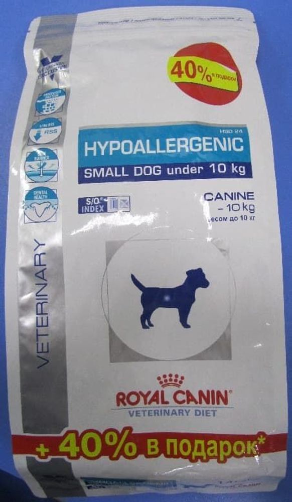 Royal Canin 1кг+400г Гипоаллердженик Смол Дог ХСД 24 диета для собак мелких пород при пищ. аллергии