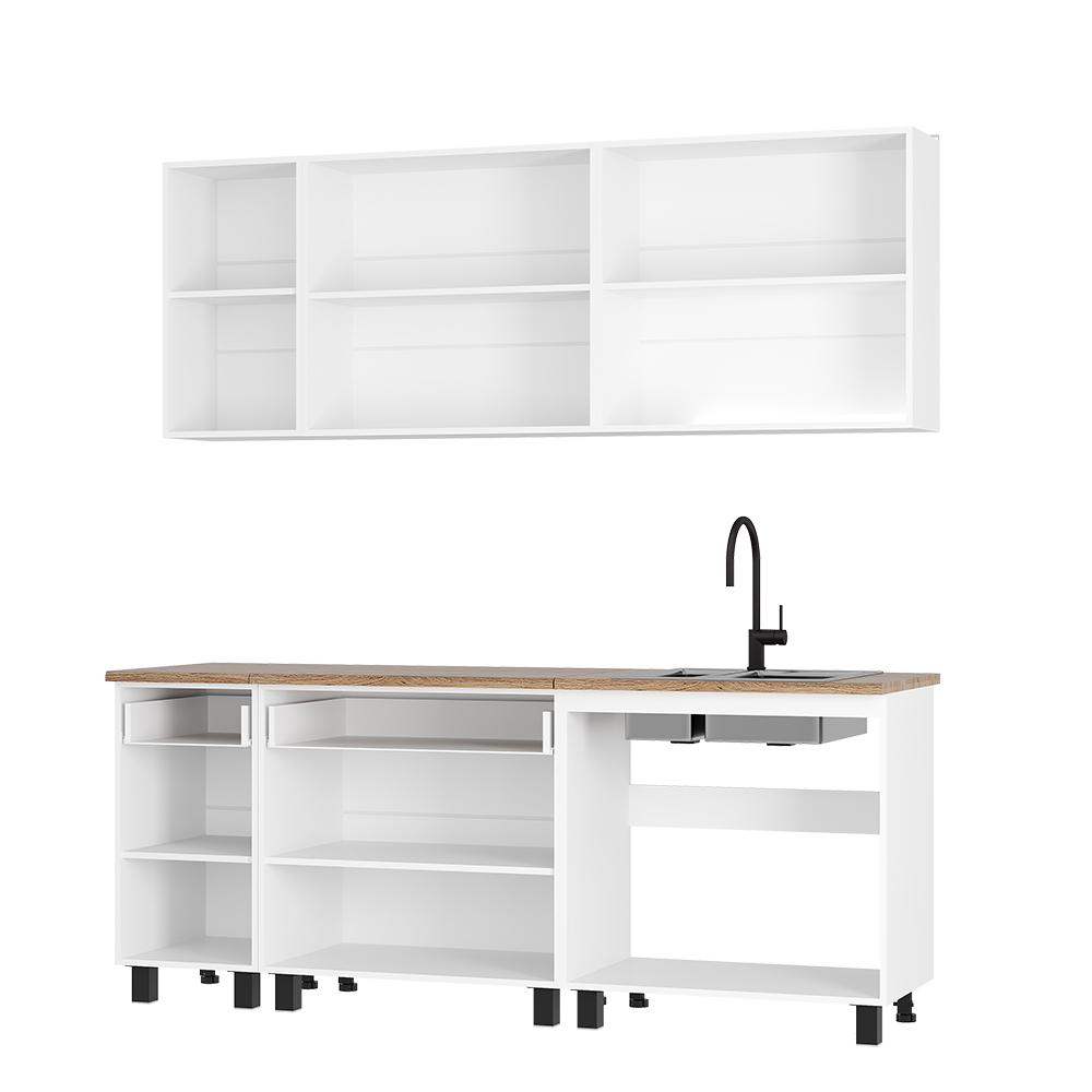 Кухня 2,0м Монтана Белый/Графит/Дуб кера