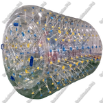 Аттракцион Водный роллер (Гидророллер) "Прозрачный с желто-синими держателями" ТПУ 2.6*2.2*2.2 м