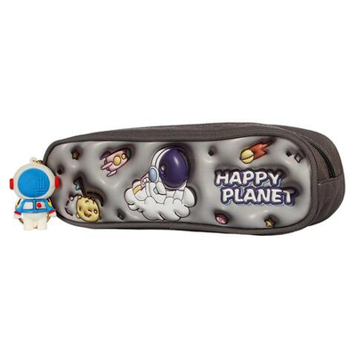 Пенал "Космонавт" с брелоком, 22,5*7,5*6,5см, 4 дизайна микс, С-40289