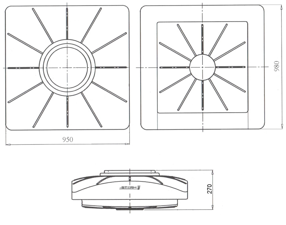 Бак для душа пластиковый плоский STERH 200 л. емкости для душа (95x98x27см;черный) - арт.555116
