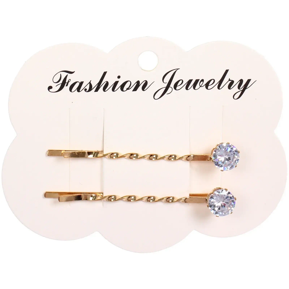 Невидимки для волос 2шт «Кристалы Агоры», стразики, цвет золото, 6см (блистер и пакет с подвесом)