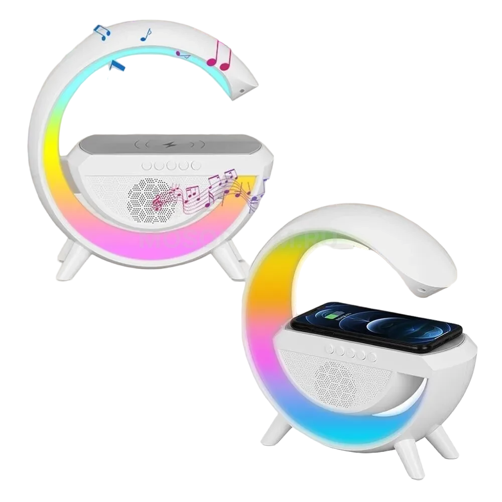 RGB Светильник ночник + будильник 3в1 с беспроводной зарядкой и Bluetooth колонкой "Sing-e JQS1220- Rich and Powerful low frequency"