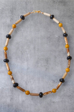 Бусы из песчаной яшмы, агата и керамики, позолоченный замок