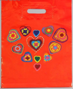 Полиэтиленовый пакет с сердечками - 31 х 40 см. (Цвет: красный)