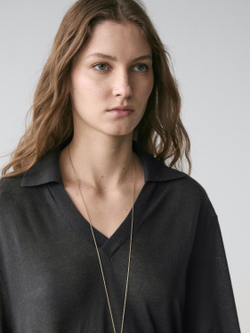 Massimo Dutti Свитер оверсайз из смесовой шерсти и шелка, свинцовый