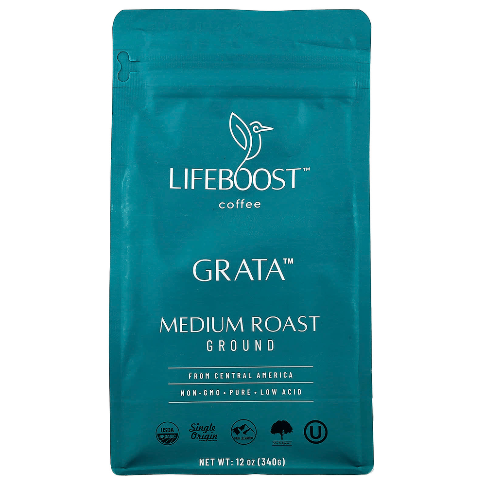Lifeboost, Кофе Grata ™, молотый, средней обжарки, 340 г (12 унций)