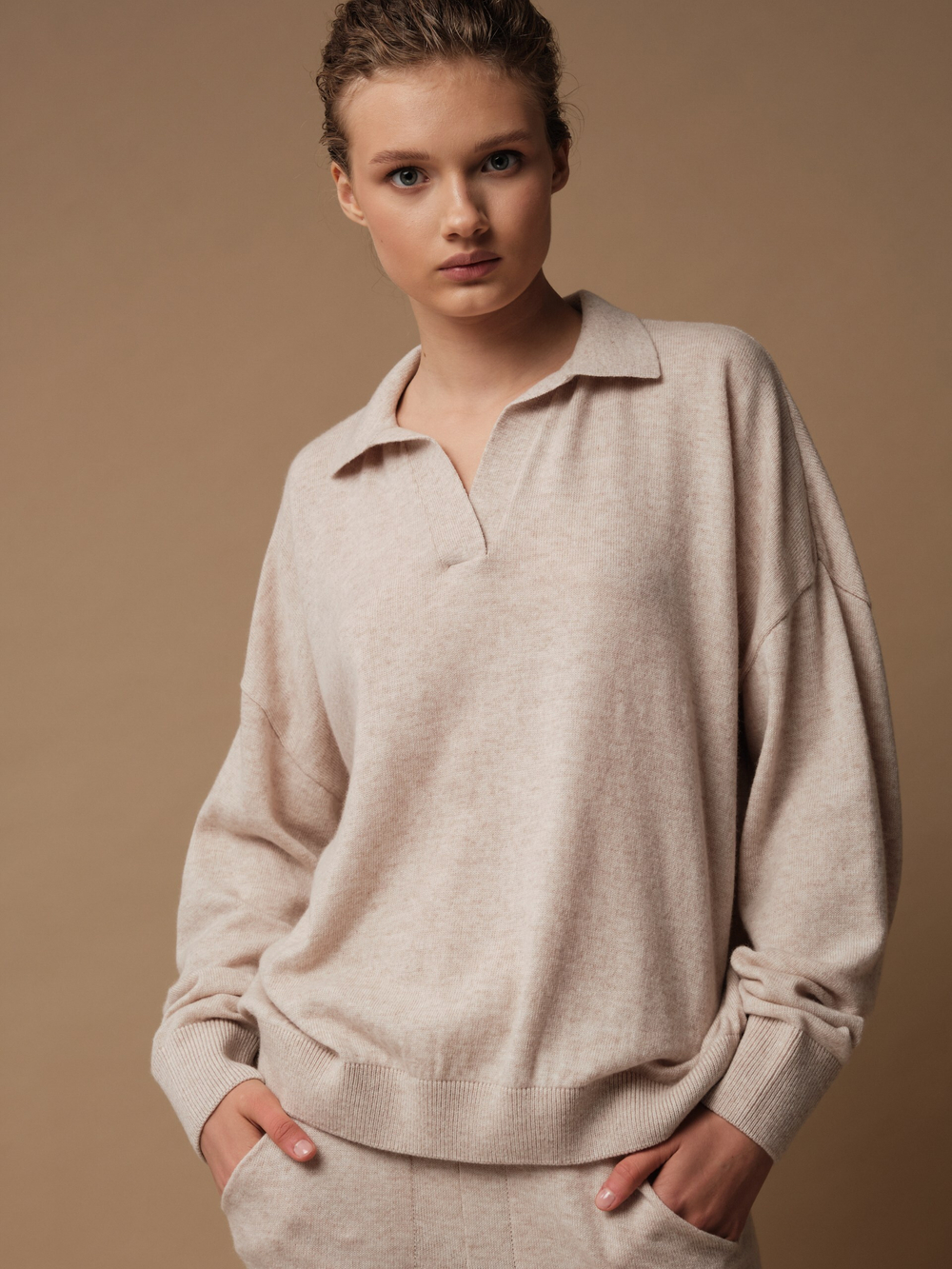 J0461-8006 Джемпер-поло женский, жемчужный dbr