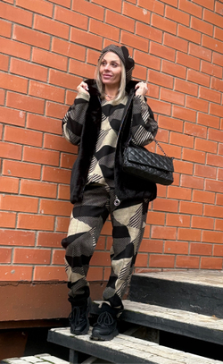 Брюки со стрелкой / бежевый+ кушак+ лонг