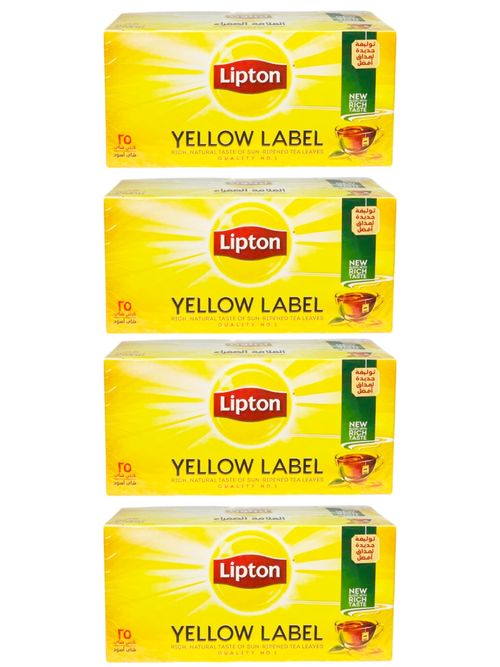 Чай черный Lipton Yellow label в пакетиках, 25 шт x 4 уп