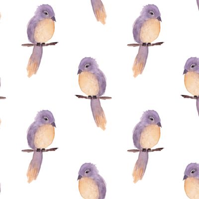 Фиолетовые акварельные птицы
