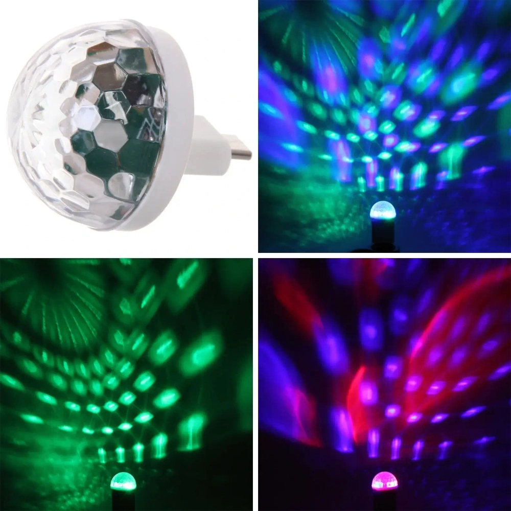 Диско-шар mini «Каледоскоп», LED (красный, зеленый, синий), переходник USB Type-C