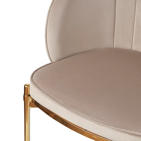 Стул Coral, серо-бежевый велюр с золотыми ножками
