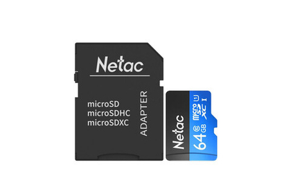 Карта памяти Netac MicroSDP500 Standard Class 10 UHS-I (90 Mb/s) + SD адаптер, 64GB