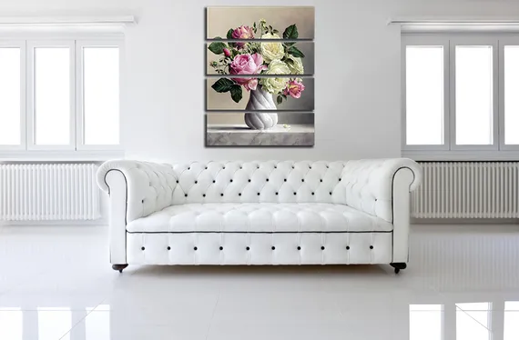 Модульная картина "Розы в вазе"