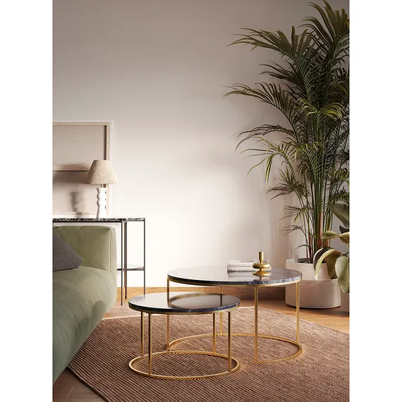 Набор столиков журнальных Hans, Ø60 см и Ø80 см, черный мрамор