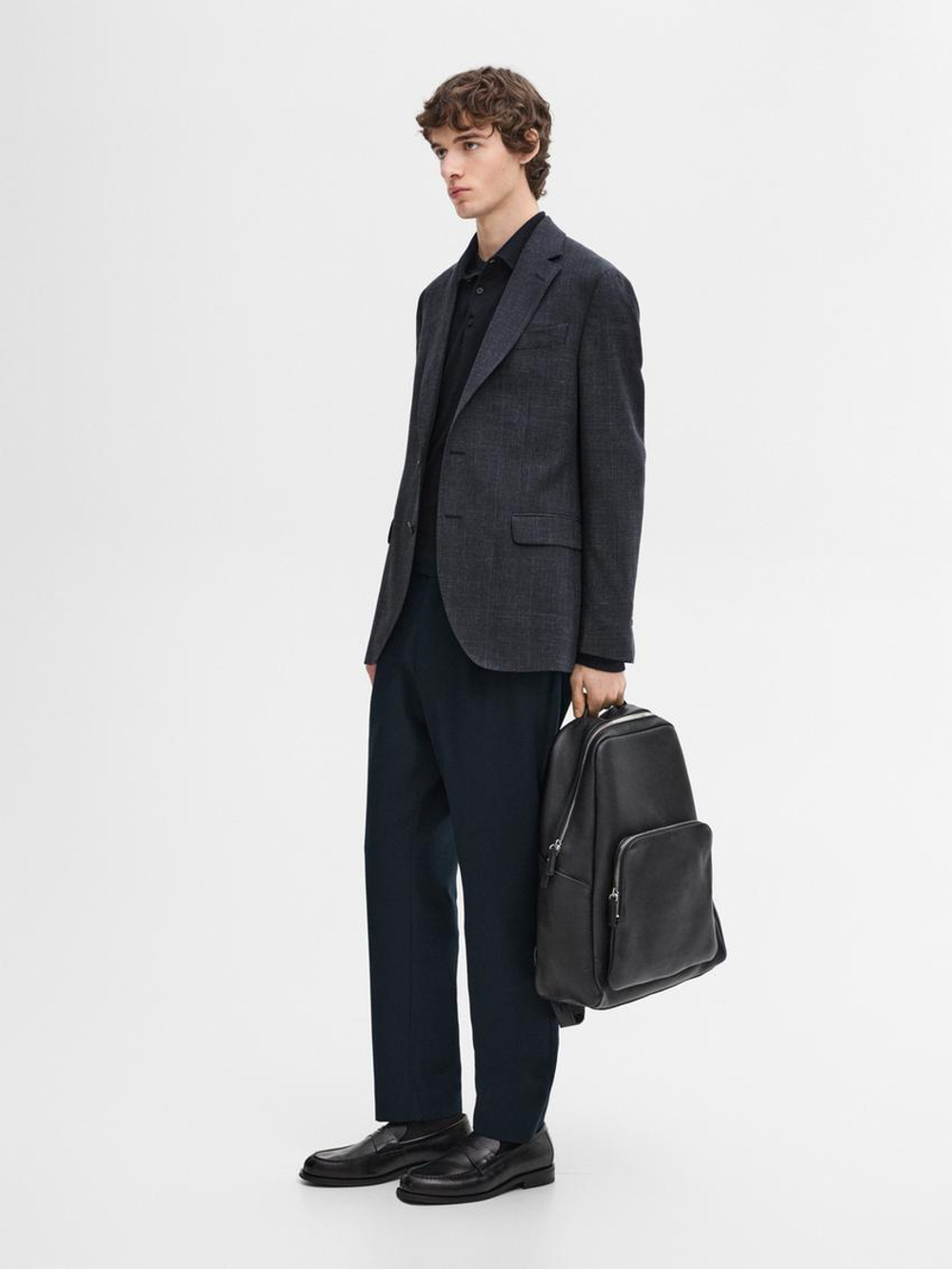 Massimo Dutti Брюки чинос из смесового хлопка, темно-синий