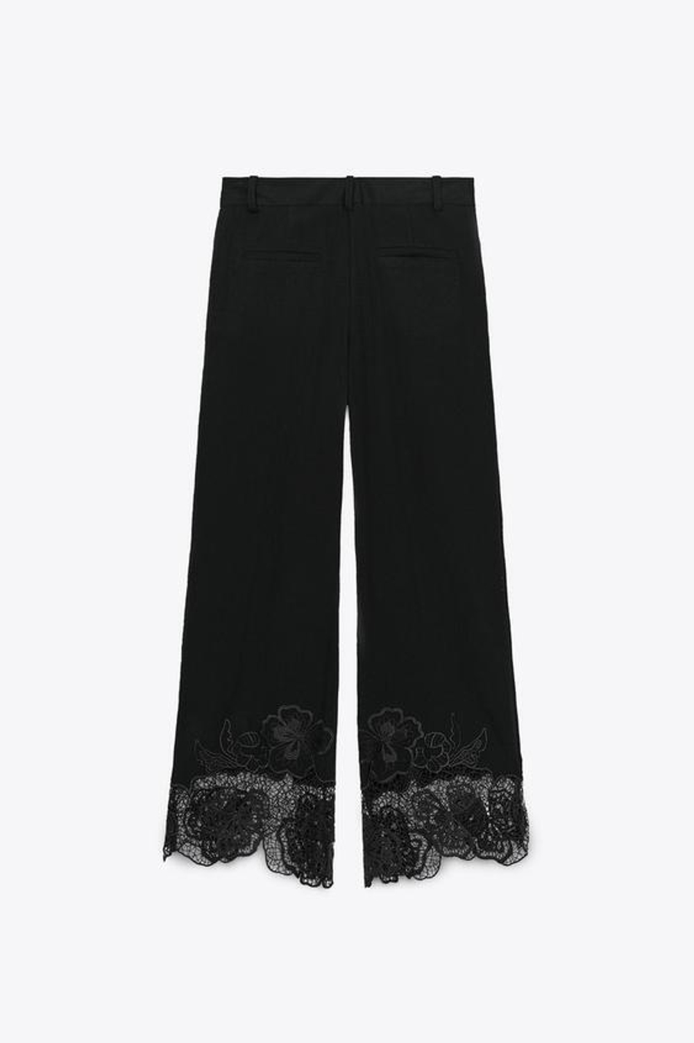 ZARA БРЮКИ-КЮЛОТЫ С ВЫШИВКОЙ, ЧЕРНЫЙ