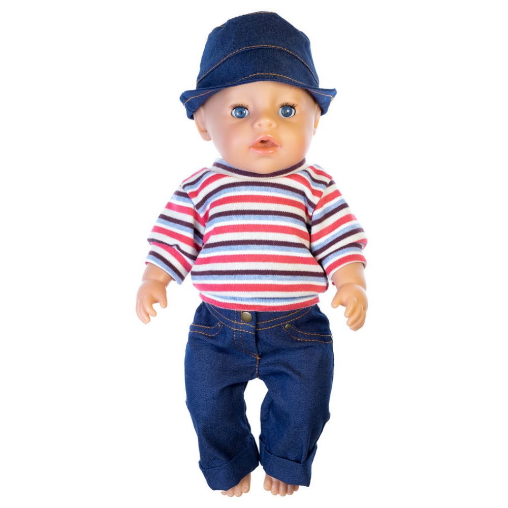 1_Джинсы, панама и кофта для куклы Baby Born ростом 43 см (896)