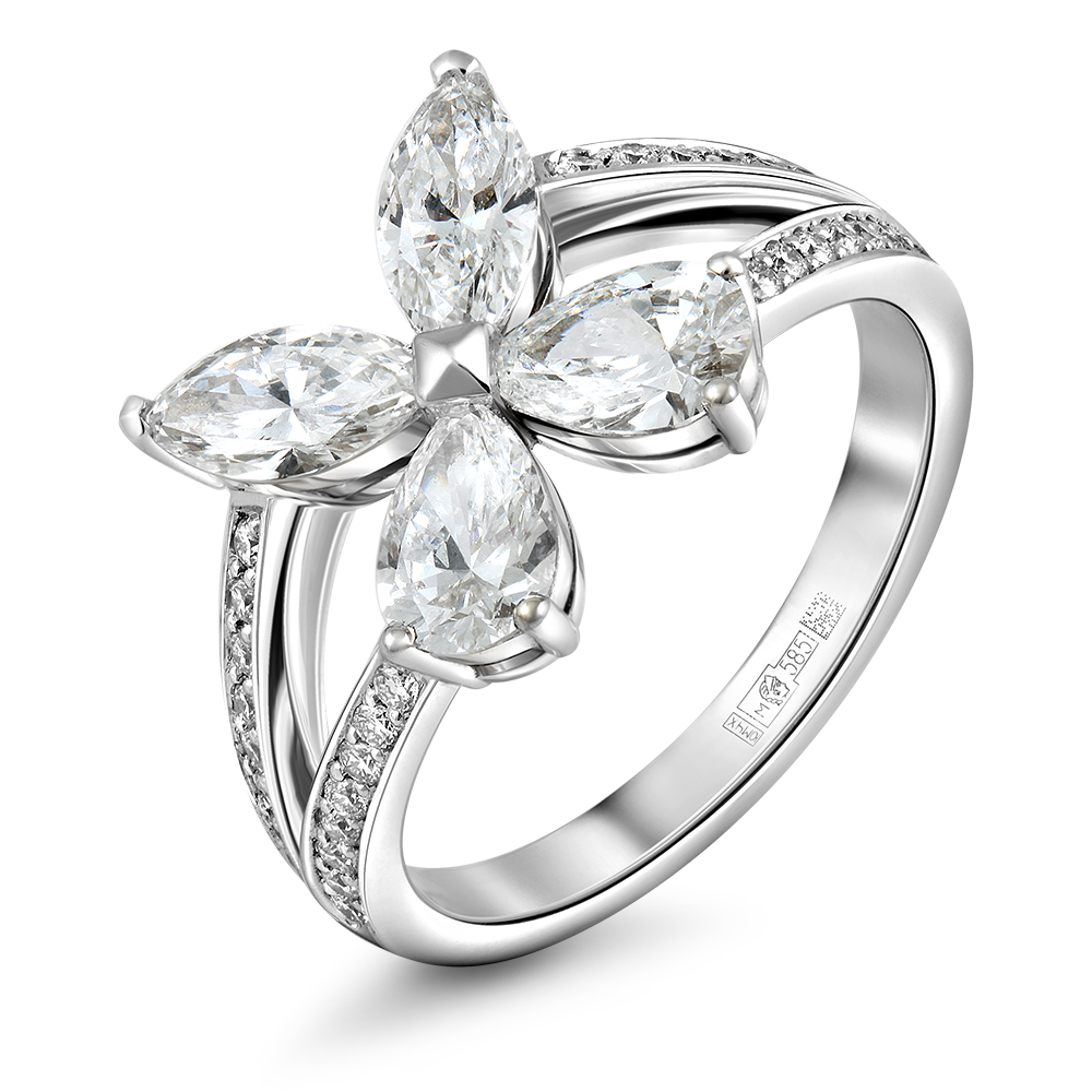 Кольцо с выращенными бриллиантами 1.539 ct