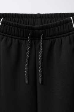 ZARA БРЮКИ С МОДАЛОМ И КОНТРАСТНОЙ ОТДЕЛКОЙ, ЧЕРНЫЙ